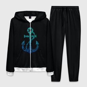 Мужской костюм 3D с принтом Navy. Anchor в Белгороде, 100% полиэстер | Манжеты и пояс оформлены тканевой резинкой, двухслойный капюшон со шнурком для регулировки, карманы спереди | Тематика изображения на принте: anchor | fish | gradient | marine | mermaid | navy | ocean | octopus | sailor | sea | shark | ship | skull | treasure | whale | акула | градиент | кит | корабль | море | морской | моряк | океан | осьминог | русалка | рыба | сокровище | 