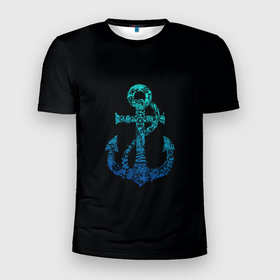 Мужская футболка 3D спортивная с принтом Navy. Anchor в Екатеринбурге, 100% полиэстер с улучшенными характеристиками | приталенный силуэт, круглая горловина, широкие плечи, сужается к линии бедра | Тематика изображения на принте: anchor | fish | gradient | marine | mermaid | navy | ocean | octopus | sailor | sea | shark | ship | skull | treasure | whale | акула | градиент | кит | корабль | море | морской | моряк | океан | осьминог | русалка | рыба | сокровище | 