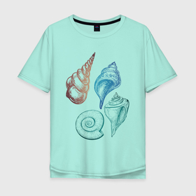 Мужская футболка хлопок Oversize с принтом Sea House в Курске, 100% хлопок | свободный крой, круглый ворот, “спинка” длиннее передней части | ocean | sea | shell | волны | океан | ракушки