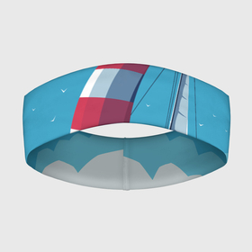 Повязка на голову 3D с принтом ПАРУСНИК В МОРЕ | SAILBOAT (Z) ,  |  | boat | sailboat | ship | ships | в море | кораблик | кораблики | корабль | красный парус | лодка | лодочка на синем | люблю море | море | мореход | одинокая лодка | океан | оригами | парус | парусник | судно | яхта