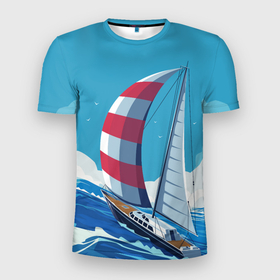 Мужская футболка 3D спортивная с принтом ПАРУСНИК В МОРЕ | ЛЮБЛЮ МОРЕ (Z) в Белгороде, 100% полиэстер с улучшенными характеристиками | приталенный силуэт, круглая горловина, широкие плечи, сужается к линии бедра | boat | sailboat | ship | ships | в море | кораблик | кораблики | корабль | красный парус | лодка | лодочка на синем | люблю море | море | мореход | одинокая лодка | океан | оригами | парус | парусник | судно | яхта
