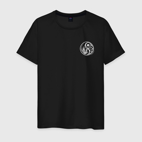 Мужская футболка хлопок с принтом Инь янь в Белгороде, 100% хлопок | прямой крой, круглый вырез горловины, длина до линии бедер, слегка спущенное плечо. | инь янь | морские обитатели | морской дракон