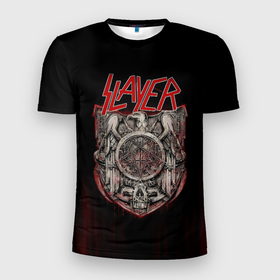 Мужская футболка 3D спортивная с принтом Slayer в Белгороде, 100% полиэстер с улучшенными характеристиками | приталенный силуэт, круглая горловина, широкие плечи, сужается к линии бедра | groove | kerry king | metall | rock | slayer | trash