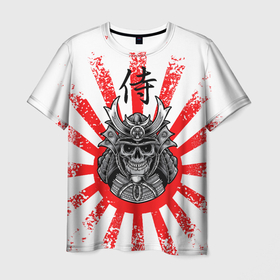 Мужская футболка 3D с принтом Самурай в Белгороде, 100% полиэфир | прямой крой, круглый вырез горловины, длина до линии бедер | japan | nippon | samurai | воин | иероглиф | императорский | ниппон | самурай | флаг | хагакурэ | череп | япония