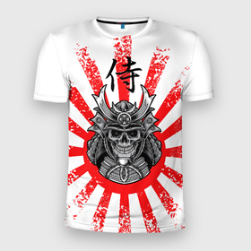 Мужская футболка 3D спортивная с принтом Самурай в Кировске, 100% полиэстер с улучшенными характеристиками | приталенный силуэт, круглая горловина, широкие плечи, сужается к линии бедра | japan | nippon | samurai | воин | иероглиф | императорский | ниппон | самурай | флаг | хагакурэ | череп | япония