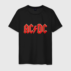 Мужская футболка хлопок с принтом AC DC , 100% хлопок | прямой крой, круглый вырез горловины, длина до линии бедер, слегка спущенное плечо. | ac | ac dc | ac|dc | angus young | dc. logo | hard | rock | ангус янг | логотип