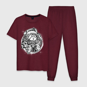 Мужская пижама хлопок с принтом Хомяк космонавт , 100% хлопок | брюки и футболка прямого кроя, без карманов, на брюках мягкая резинка на поясе и по низу штанин
 | астронавт | астрономия | космонавты | космос | хомяк космонавт