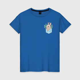 Женская футболка хлопок с принтом Bunny in the pocket в Кировске, 100% хлопок | прямой крой, круглый вырез горловины, длина до линии бедер, слегка спущенное плечо | bunny | cute | pocket | sweet | заяц | милый | мимишный