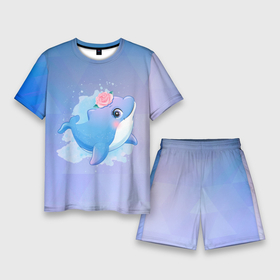 Мужской костюм с шортами 3D с принтом Дельфинчик ,  |  | cute | dolphin | дельфин | дельфин в море | дельфинами | дельфинчик | милый | мир | подводный