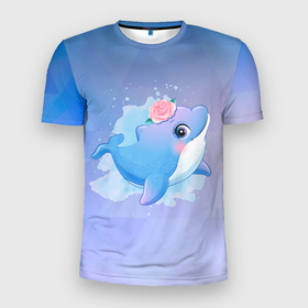 Мужская футболка 3D спортивная с принтом Дельфинчик , 100% полиэстер с улучшенными характеристиками | приталенный силуэт, круглая горловина, широкие плечи, сужается к линии бедра | cute | dolphin | дельфин | дельфин в море | дельфинами | дельфинчик | милый | мир | подводный