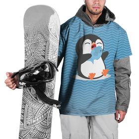 Накидка на куртку 3D с принтом Пингвин в Курске, 100% полиэстер |  | ест рыбу | морские | океан | пингвин | пингвинчик | рыба | рыбку