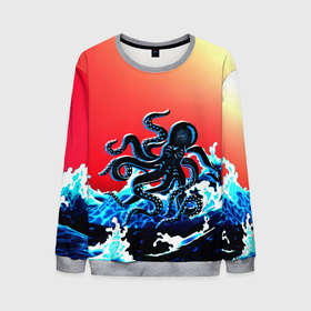 Мужской свитшот 3D с принтом Кракен в Море | Градиент в Санкт-Петербурге, 100% полиэстер с мягким внутренним слоем | круглый вырез горловины, мягкая резинка на манжетах и поясе, свободная посадка по фигуре | animal | beast | fade | kraken | monster | moon | ocean | octopus | sea | water | waves | вода | волны | градиент | животные | звери | кракен | луна | монстр | море | океан | осьминог | рыбы | щупальца