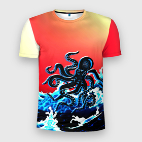 Мужская футболка 3D спортивная с принтом Кракен в Море | Градиент в Екатеринбурге, 100% полиэстер с улучшенными характеристиками | приталенный силуэт, круглая горловина, широкие плечи, сужается к линии бедра | animal | beast | fade | kraken | monster | moon | ocean | octopus | sea | water | waves | вода | волны | градиент | животные | звери | кракен | луна | монстр | море | океан | осьминог | рыбы | щупальца