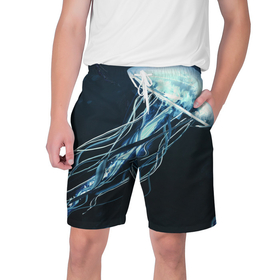 Мужские шорты 3D с принтом Рисунок медуза в Белгороде,  полиэстер 100% | прямой крой, два кармана без застежек по бокам. Мягкая трикотажная резинка на поясе, внутри которой широкие завязки. Длина чуть выше колен | medusa | арт | животные | медузы | рисунок | рыбы | щупальца