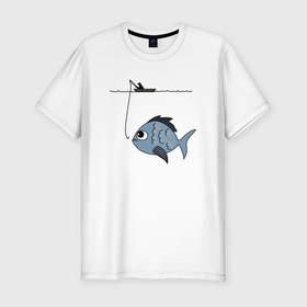 Мужская футболка хлопок Slim с принтом Огромный улов в Екатеринбурге, 92% хлопок, 8% лайкра | приталенный силуэт, круглый вырез ворота, длина до линии бедра, короткий рукав | крючок | лодка | рыба | рыбак | рыбалка | удочка
