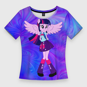 Женская футболка 3D Slim с принтом Twighlight Sparkle ,  |  | Тематика изображения на принте: equestria girls | my little pony | twighlight sparkle | девочки из эквестрии | май литл пони | мой маленький пони | сумеречная искорка | твайлайт спаркл | эквестрия герлз