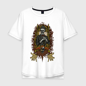 Мужская футболка хлопок Oversize с принтом Король и шут в Петрозаводске, 100% хлопок | свободный крой, круглый ворот, “спинка” длиннее передней части | горшок | король и шут | панк | рок | русский рок | хой | череп
