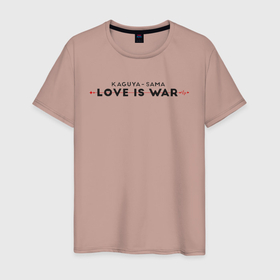 Мужская футболка хлопок с принтом Kaguya-sama: love is war logo в Новосибирске, 100% хлопок | прямой крой, круглый вырез горловины, длина до линии бедер, слегка спущенное плечо. | Тематика изображения на принте: anime | chika | chika fujiwara | kaguya | kaguya shinomiya | love | love detective | love is war | miyuki | shinomiya | аниме | анимэ | кагуя | любовь | любовь   это война | чика