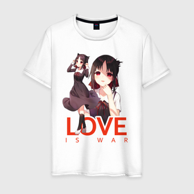 Мужская футболка хлопок с принтом Shinomiya Love is war в Курске, 100% хлопок | прямой крой, круглый вырез горловины, длина до линии бедер, слегка спущенное плечо. | Тематика изображения на принте: anime | chika | chika fujiwara | kaguya | kaguya shinomiya | love | love detective | love is war | miyuki | shinomiya | аниме | анимэ | кагуя | любовь | любовь   это война | чика