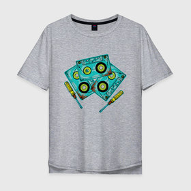 Мужская футболка хлопок Oversize с принтом Кассета в Петрозаводске, 100% хлопок | свободный крой, круглый ворот, “спинка” длиннее передней части | винтаж | девяностые | кассеты | ностальгия | отвёртка | ретро | ссср