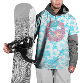Накидка на куртку 3D с принтом Русалочка и цветы , 100% полиэстер |  | flowers | mermaid | морская | русалка | русалочка | ундина | цветы