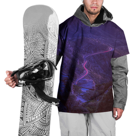 Накидка на куртку 3D с принтом НЕОНОВАЯ ДОРОГА в Тюмени, 100% полиэстер |  | neon | tegunvteg | горы | деревья | дорога | лес | неон | природа | холмы