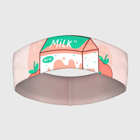 Повязка на голову 3D с принтом Персиковое молоко в коробке в Екатеринбурге,  |  | еда | коробка | молоко | молочко | персик | персиковое молоко