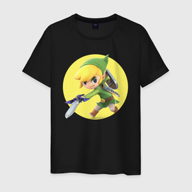 Мужская футболка хлопок с принтом Линк в Тюмени, 100% хлопок | прямой крой, круглый вырез горловины, длина до линии бедер, слегка спущенное плечо. | gamer | games | legend | nintendo | switch | zelda