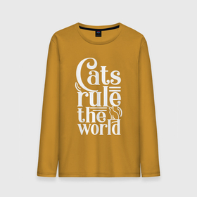 Мужской лонгслив хлопок с принтом Кошки правят миром в Петрозаводске, 100% хлопок |  | Тематика изображения на принте: cat | cats | funny | kitten | kitty | meow | pet | rule the world | кот | котик | коты | кошка | кошки | правят миром