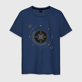 Мужская футболка хлопок с принтом карта таро звезда в Тюмени, 100% хлопок | прямой крой, круглый вырез горловины, длина до линии бедер, слегка спущенное плечо. | астрология | звезда | карма | карта | космос | магия | мистика | оккультный глаз | планеты | расклад мистическое существо | руны | таро