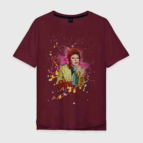 Мужская футболка хлопок Oversize с принтом David Bowie Art в Петрозаводске, 100% хлопок | свободный крой, круглый ворот, “спинка” длиннее передней части | art | bowie | david bowie | drops | glam | glamrock | paint | print | retro | rock | starman | vintage | ziggy stardust | арт | винтаж | капли | краска | рисунок | рок