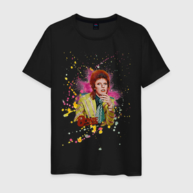 Мужская футболка хлопок с принтом David Bowie Art в Петрозаводске, 100% хлопок | прямой крой, круглый вырез горловины, длина до линии бедер, слегка спущенное плечо. | art | bowie | david bowie | drops | glam | glamrock | paint | print | retro | rock | starman | vintage | ziggy stardust | арт | винтаж | капли | краска | рисунок | рок