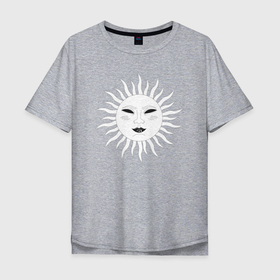 Мужская футболка хлопок Oversize с принтом Солнце таро в Санкт-Петербурге, 100% хлопок | свободный крой, круглый ворот, “спинка” длиннее передней части | астрология | звезда | карма | карта | космос | луна | магия | марс | меркурий | мистика | оккультный глаз | планеты | расклад мистическое существо | руны | солнце | таро | череп