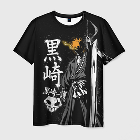 Мужская футболка 3D с принтом Bleach Ичиго с мечом , 100% полиэфир | прямой крой, круглый вырез горловины, длина до линии бедер | bleach | hollow | ichigo | аниме | блич | ичиго куросаки | манга | маска | пустой