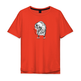 Мужская футболка хлопок Oversize с принтом Сова в Курске, 100% хлопок | свободный крой, круглый ворот, “спинка” длиннее передней части | пернатый | перья | птица | птичка | сова | сон