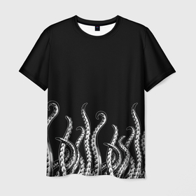 Мужская футболка 3D с принтом Octopus Щупальца в Санкт-Петербурге, 100% полиэфир | прямой крой, круглый вырез горловины, длина до линии бедер | animal | beast | kraken | ocean | octopus | sea | ship | water | вода | животные | звери | корабль | кракен | море | океан | осьминог | рыбы | чб | щупальца