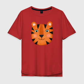 Мужская футболка хлопок Oversize с принтом Тигр , 100% хлопок | свободный крой, круглый ворот, “спинка” длиннее передней части | Тематика изображения на принте: большой | весёлый | дикий | добрый | зверь | классный | кот | котик | крутой | лучший | модный | мягкий | новый | подарок | полосатый | принт | рыжий | символ | тигр | тигрёнок | усатый
