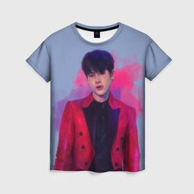 Женская футболка 3D с принтом Kim Seokjin art в Кировске, 100% полиэфир ( синтетическое хлопкоподобное полотно) | прямой крой, круглый вырез горловины, длина до линии бедер | bts | pop | битиэс | бтс | ви | джей хоуп | джонгук | корейцы | музыка | поп | попса | рм | чимин | чин сюги