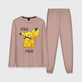 Мужская пижама с лонгсливом хлопок с принтом Детектив   Пикачу в Белгороде,  |  | anime | picachu | pikachu | аниме | милый | пика | пикачу | покебол | покемон