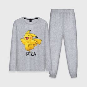Мужская пижама с лонгсливом хлопок с принтом Веселый   Пикачу в Курске,  |  | anime | picachu | pikachu | аниме | милый | пика | пикачу | покебол | покемон