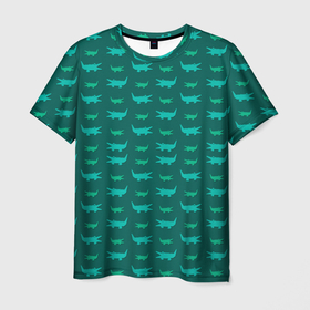 Мужская футболка 3D с принтом Крокодилы в Белгороде, 100% полиэфир | прямой крой, круглый вырез горловины, длина до линии бедер | alligator | crocodile | reptile | аллигатор | крокодил | крокодильчик