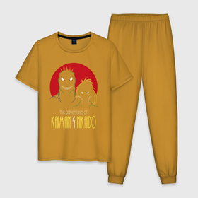 Мужская пижама хлопок с принтом DOROHEDORO в Новосибирске, 100% хлопок | брюки и футболка прямого кроя, без карманов, на брюках мягкая резинка на поясе и по низу штанин
 | dorohedoro | kaiman | nikado | аниме | дорохедоро | дорохэдоро | кайман | манга | никайдо