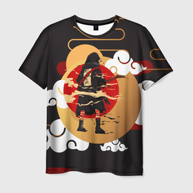 Мужская футболка 3D с принтом Ниндзя. Япония в Кировске, 100% полиэфир | прямой крой, круглый вырез горловины, длина до линии бедер | аниме | ниндзя | облака | япония | японские мотивы. символы
