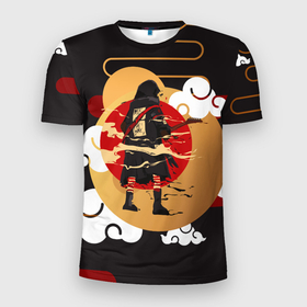 Мужская футболка 3D спортивная с принтом Ниндзя. Япония в Белгороде, 100% полиэстер с улучшенными характеристиками | приталенный силуэт, круглая горловина, широкие плечи, сужается к линии бедра | Тематика изображения на принте: аниме | ниндзя | облака | япония | японские мотивы. символы