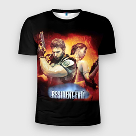 Мужская футболка 3D Slim с принтом Resident Evil | Рэдфилд в Новосибирске, 100% полиэстер с улучшенными характеристиками | приталенный силуэт, круглая горловина, широкие плечи, сужается к линии бедра | biohazard | resident evil | umbrella | обитель зла | рэдфилд