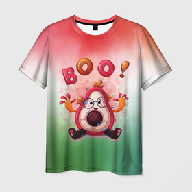 Мужская футболка 3D с принтом Booo в Курске, 100% полиэфир | прямой крой, круглый вырез горловины, длина до линии бедер | авокадо | арт | графика | мультяшка | фрукты