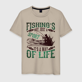 Мужская футболка хлопок с принтом Рыбалка моя жизнь в Белгороде, 100% хлопок | прямой крой, круглый вырез горловины, длина до линии бедер, слегка спущенное плечо. | fish on | fishman | лодка | рыбалка