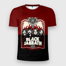 Мужская футболка 3D Slim с принтом Black Sabbath в Новосибирске, 100% полиэстер с улучшенными характеристиками | приталенный силуэт, круглая горловина, широкие плечи, сужается к линии бедра | bill ward | black sabbath | geezer butler | hard rock | heavy metall | ozzy osbourne | tony iommi | англия | блэк | рок | саббат
