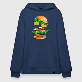 Худи SuperOversize хлопок с принтом King Burger в Курске, 70% хлопок, 30% полиэстер, мягкий начес внутри | карман-кенгуру, эластичная резинка на манжетах и по нижней кромке, двухслойный капюшон
 | burger | burger king | king | бургер | гамбургер