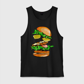 Мужская майка хлопок с принтом King Burger , 100% хлопок |  | Тематика изображения на принте: burger | burger king | king | бургер | гамбургер